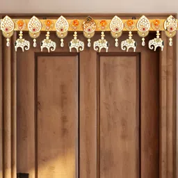THE HOME CO. Brown & Yellow Wooden Textured Toran Festive Decor-image-50