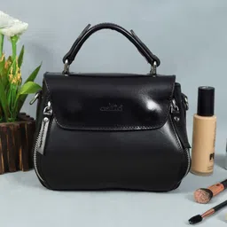 Celtic Women Solid Structured Leather Handheld Bag-image-8