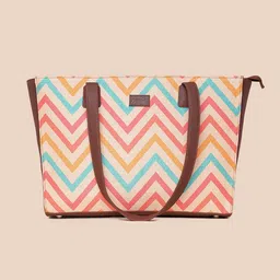 ZOUK Geometric Printed Structured Tote Bag image 2