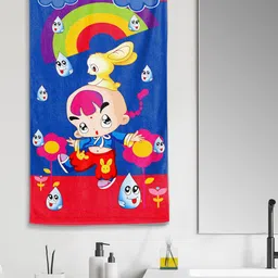 YK Kids Blue & Red Rainbow Cartoon Printed Organic Cotton 300 GSM Bath Towel-picture-15