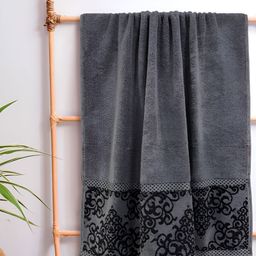Sassoon Grey & Black Printed Pure Cotton 380 GSM Bath Towel-image-90