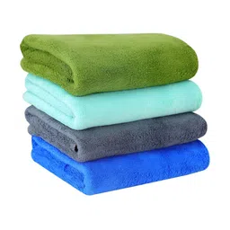 Yellow Weaves Grey & Green 4 Pieces 400 GSM Quick-Dry Hand Towels-image-11