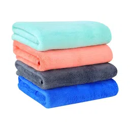 Yellow Weaves Blue & Green 4 Pieces Micro Fiber Antibacterial 400 GSM Hand Towels-2