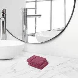 Himeya 2 Pcs Purple Self Design 650 GSM Pure Terry Cotton Face Towels-17
