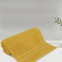 LUSH & BEYOND Mustard Coloured Striped Pure Cotton 500 GSM Bath Towel-image-62