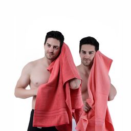 Dollar Socks Pink & Peach-Coloured 2 Pieces Cotton 600 GSM Bath Towel-2