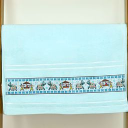 RANGOLI Turquoise Blue & Brown Printed Cotton 450 GSM Bath Towel-image-60