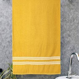 ROMEE Unisex Set Of 2 Yellow & White Striped 500 GSM Bath Towels-4