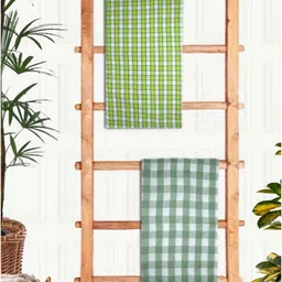 Athom Living Green & White 2Pieces Printed Cotton 210 GSM Bath Towels-image-52