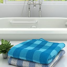 Athom Trendz Pack Of 2 Checked Pure Cotton 210 GSM Bath Towel-56