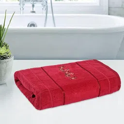 Kuber Industries Red & Green Printed Cotton 150 GSM Bath Towel-24
