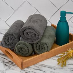 Aura Grey 4 Pieces Premium Absorbent UltraSoft Anti-Fade Hand Towels-6