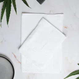 SPACES Pack of 2 White Solid Pure Cotton 400 GSM Hand Towels-7