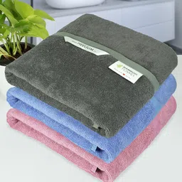 Heelium Set Of 3 Solid 400 GSM Bath Towels-18