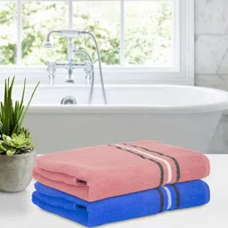 Cortina Blue & Red 2 Pieces Cotton 380 GSM Bath Towels-3