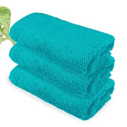 Heelium Set of 3 Teal Blue Solid 600 GSM Face Towels-7