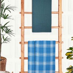 Athom Living Green & Blue 3 Pieces Printed Cotton 210 GSM Bath Towels-image-81