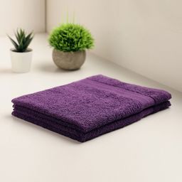 SPACES Purple Set Of 2 Solid 400GSM Pure Cotton Hand Towel-image-56