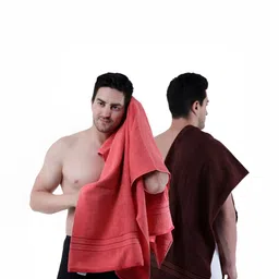 Dollar Socks Pink & Brown 2 Pieces Cotton 600 GSM Bath Towels-23