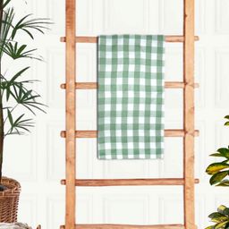 Athom Living Green & White Printed Cotton 210 GSM Bath Towel-54