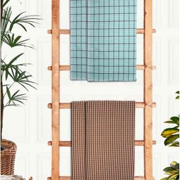 Athom Living Blue & Brown 4 Printed Cotton 210 GSM Bath Towel-image-90