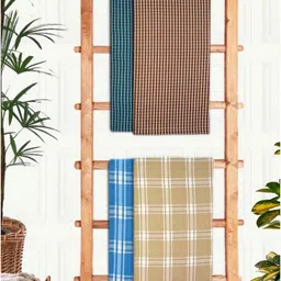 Athom Living Blue & Brown 4 Printed Cotton 210 GSM Bath Towel-image-48