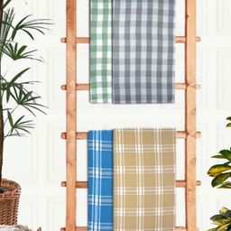 Athom Living Blue & Grey 4 Pieces Printed Cotton 210 GSM Bath Towels-image-23