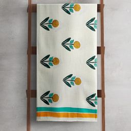 India Circus by Krsnaa Mehta White & Yellow Printed Cotton 150 GSM Bath Towel-picture-43