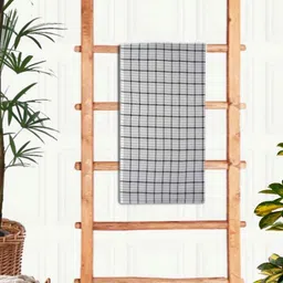 Athom Living Grey & White Printed Cotton 210 GSM Bath Towel-55