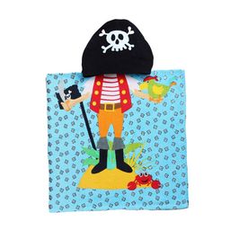 Yellow Bee Kids Blue & Yellow Printed 300 GSM Cotton Hooded Poncho Bath Towel-56