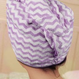 Black gold Purple & White Zig Zag Design Pure Cotton Hair Draper-18