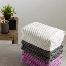 Nautica Set Of 6 White, Grey & Lavender  Solid Pure Cotton 600 GSM Hand Towels-21