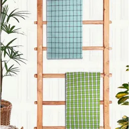 Athom Living Green & Blue 2 Pieces Printed Cotton 210 GSM Bath Towels-33