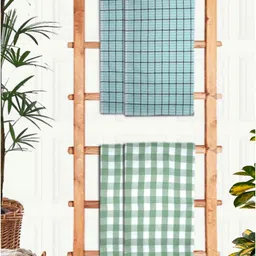 Athom Living Green & Blue 4 Printed Cotton 210 GSM Bath Towel-image-51