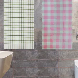 Athom Trendz 2-Pcs White & Pink Checked 210 GSM Pure Cotton Bath Towels-picture-30