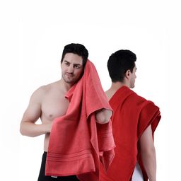Dollar Socks Pink & Red 2 Pieces Cotton 600 GSM Bath Towels-image-90