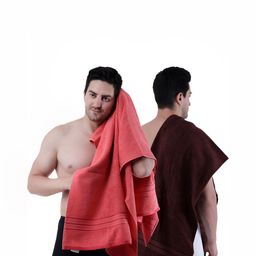 Dollar Socks Pink & Brown 2 Pieces Cotton 600 GSM Bath Towels-24