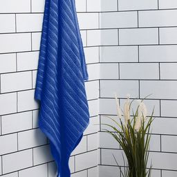 Welspun Navy Blue 2-In-1 Striped 250 GSM Pure Cotton Bath Towel-image-79