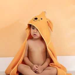 MiArcus Showering Love Infants Orange-Colored 350GSM Cotton Hooded Bath & Face Towels-image-74