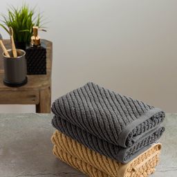 Nautica Set Of 4 Steel Grey & Beige 600 GSM Solid Pure Cotton Hand Towels-8