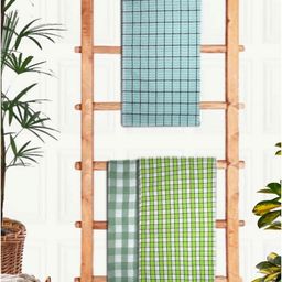 Athom Living Green & White 3 Pieces Printed Cotton 210 GSM Bath Towels-image-56