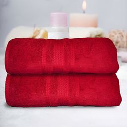 Athom Living Red 2 Pieces Terry Cotton 500 GSM Bath Towels-image-6