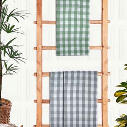 Athom Living Green & Grey 3 Pieces Printed Cotton 210 GSM Bath Towels-26