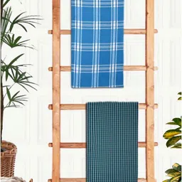 Athom Living Blue & Navy Blue 2Pieces Printed Cotton 210 GSM Bath Towels-19