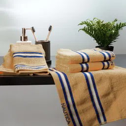 Nautica Beige 4 Pieces 500 GSM Zero Twist Pure Cotton Hand Towels-image-24