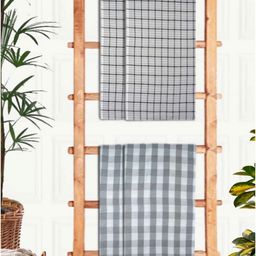 Athom Living Grey & Black 4 Printed Cotton 210 GSM Bath Towel-image-31