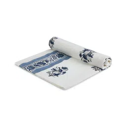 India Circus by Krsnaa Mehta White & Blue Printed Cotton 150 GSM Bath Towel-picture-19