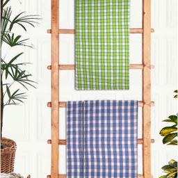 Athom Living Blue & Green 3 Printed Cotton 210 GSM Bath Towel-image-92