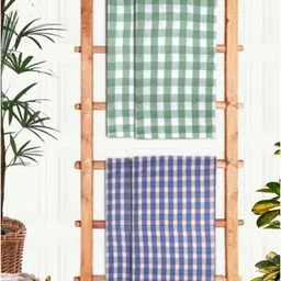 Athom Living Green & Blue 4 Printed Cotton 210 GSM Bath Towel-image-44