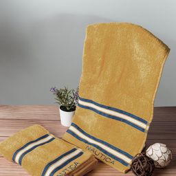 Nautica Beige & White 2 Pieces Pure Cotton Zero Twist 500GSM Hand Towels-56